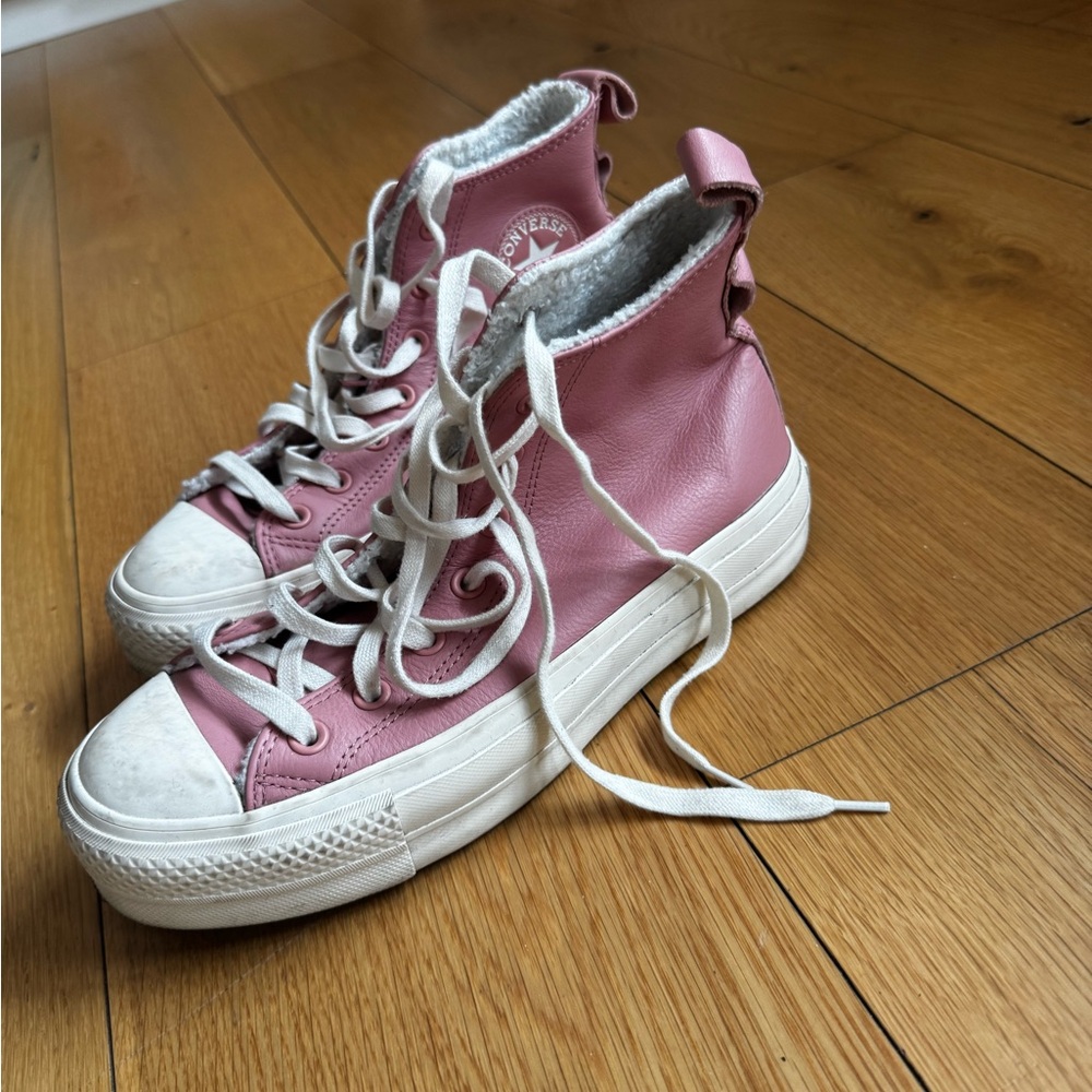 Converse Pink High-Top Sneakers with White Accents - Picture 6 of 7